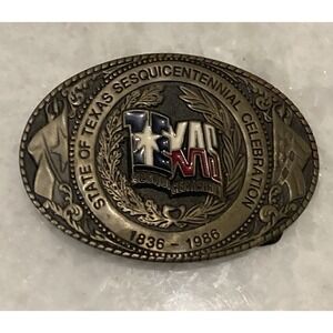 State Of Texas Sesquicentennial Celebration Official Belt Buckle Vintage 1985